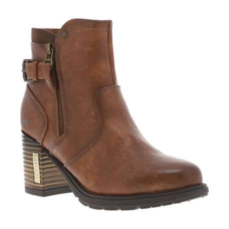 Boots cognac à talon décroché haut avec un zip côté interne - Image 2