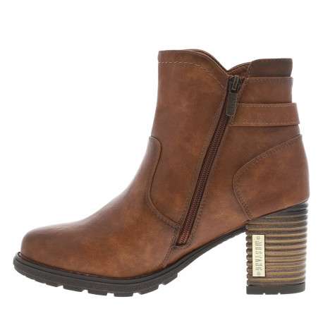 Boots cognac à talon décroché haut avec un zip côté interne - Image 3