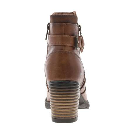 Boots cognac à talon décroché haut avec un zip côté interne - Image 4