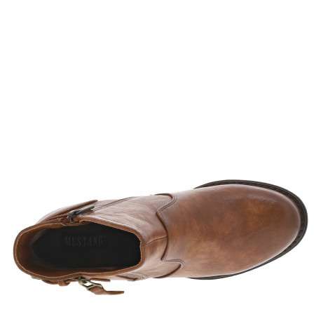 Boots cognac à talon décroché haut avec un zip côté interne - Image 5