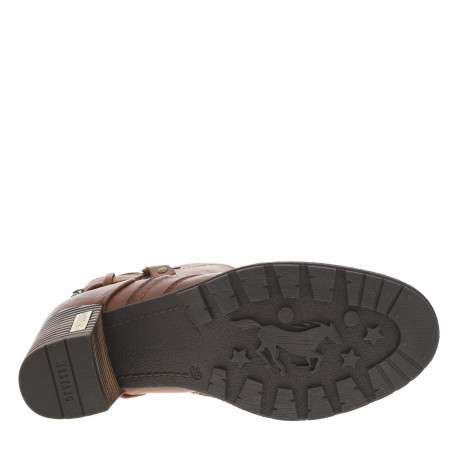 Boots cognac à talon décroché haut avec un zip côté interne - Image 6