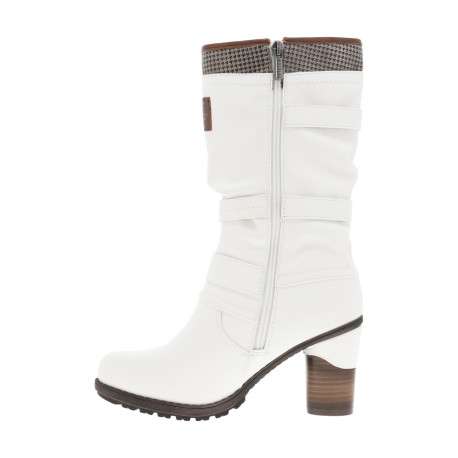 Bottes blanches à talon décroché haut avec des boucles à ardillons - Image 3