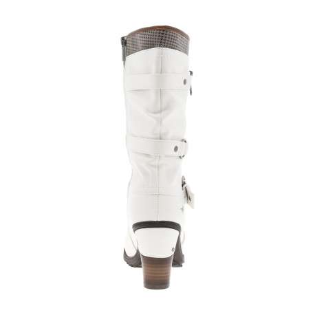 Bottes blanches à talon décroché haut avec des boucles à ardillons - Image 4