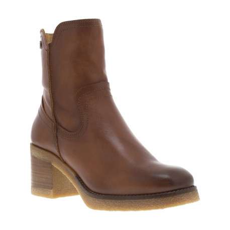 Boots en cuir cognac à talon décroché moyen avec un bout de pied arrondi - Image 2