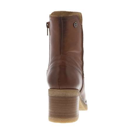 Boots en cuir cognac à talon décroché moyen avec un bout de pied arrondi - Image 4