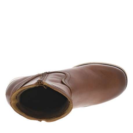 Boots en cuir cognac à talon décroché moyen avec un bout de pied arrondi - Image 5