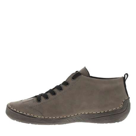Bottines taupe à semelle griffées plates avec lacets plats noirs - Image 3