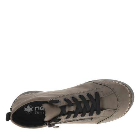 Bottines taupe à semelle griffées plates avec lacets plats noirs - Image 5