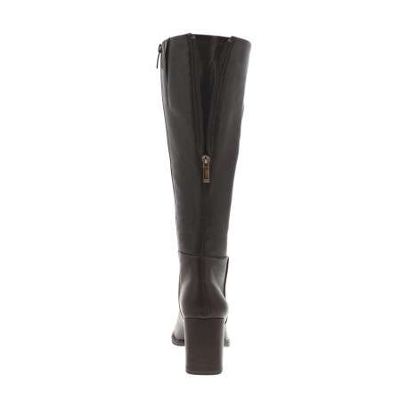 Bottes chocolat à talon décroché haut avec un zip et marque gravée - Image 4