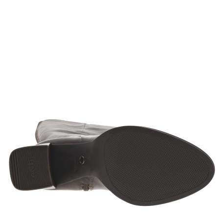 Bottes chocolat à talon décroché haut avec un zip et marque gravée - Image 6