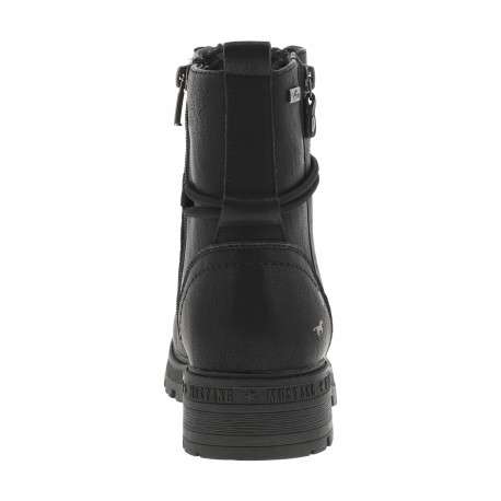 Bottines noires à talon décroché bas avec un zip et des lacets ronds - Image 4