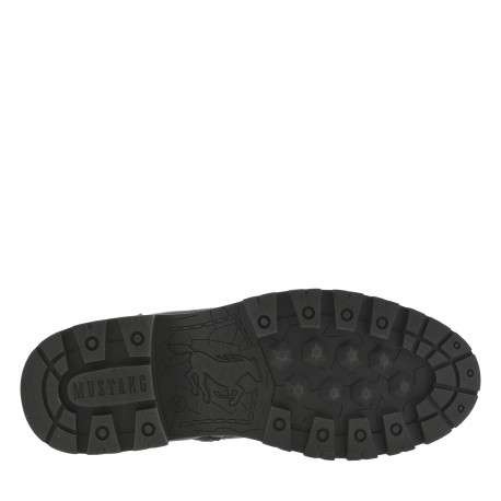 Bottines noires à talon décroché bas avec un zip et des lacets ronds - Image 6