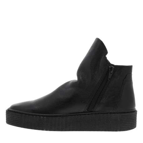 Boots en cuir noires avec semelle à talon compensé bas et glissières - Image 3