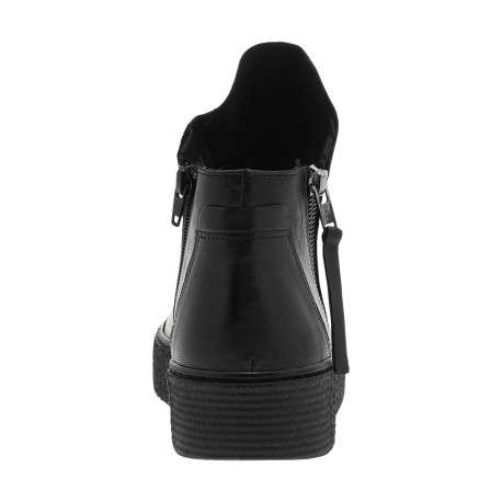 Boots en cuir noires avec semelle à talon compensé bas et glissières - Image 4