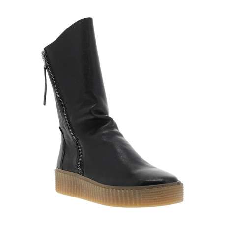 Boots en cuir noires avec semelle à talon compensé bas et glissières - Image 2