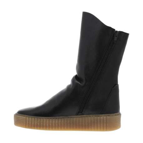 Boots en cuir noires avec semelle à talon compensé bas et glissières - Image 3