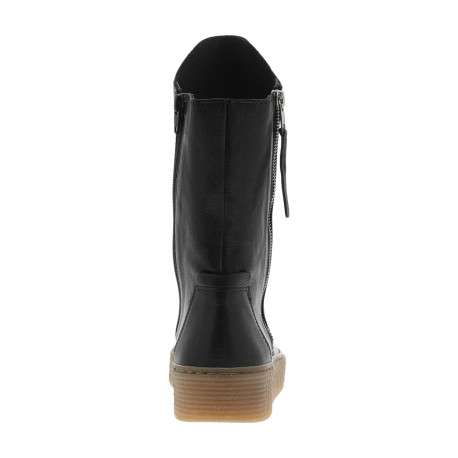 Boots en cuir noires avec semelle à talon compensé bas et glissières - Image 4