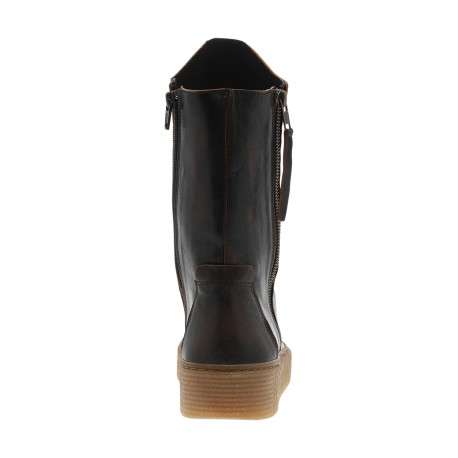 Boots en cuir marron avec semelle à talon compensé bas et glissières - Image 4
