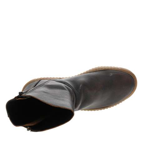 Boots en cuir marron avec semelle à talon compensé bas et glissières - Image 5