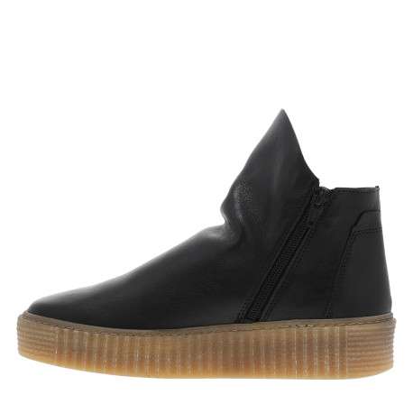 Boots en cuir noires avec semelle à talon compensé bas et glissières - Image 3