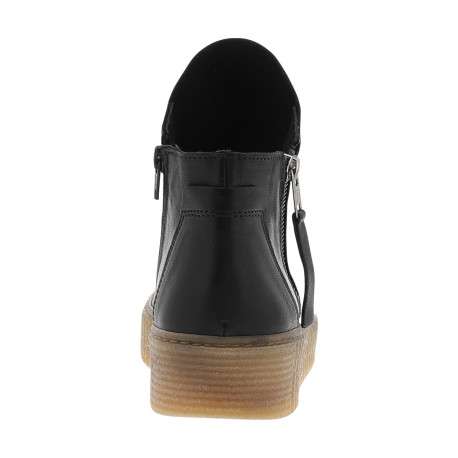 Boots en cuir noires avec semelle à talon compensé bas et glissières - Image 4