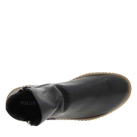 Boots en cuir noires avec semelle à talon compensé bas et glissières - Image 5