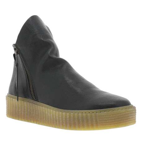Boots en cuir kaki avec semelle à talon compensé bas et glissières - Image 2