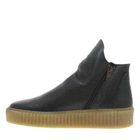 Boots en cuir kaki avec semelle à talon compensé bas et glissières - Image 3