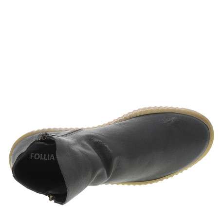 Boots en cuir kaki avec semelle à talon compensé bas et glissières - Image 5