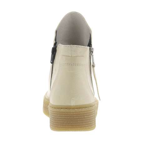 Boots en cuir blanc cassé avec semelle à talon compensé bas et glissières - Image 4