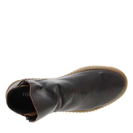 Boots en cuir marron avec semelle à talon compensé bas et glissières - Image 5