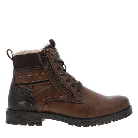 Bottines marron à talon décroché bas et à lacets et zip latéral