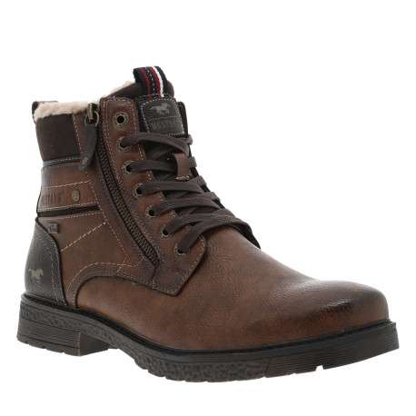 Bottines marron à talon décroché bas et à lacets et zip latéral - Image 2