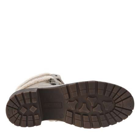 Bottines beiges à talon décroché moyen avec des lacets et un zip latéral - Image 6