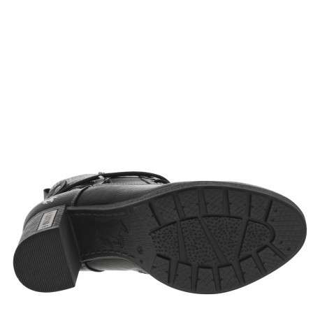 Bottines noires à talon décroché haut avec un zip et des lacets ronds - Image 6