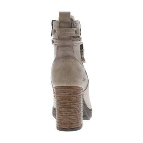 Bottines écrues à talon décroché haut avec un zip et des lacets ronds - Image 4