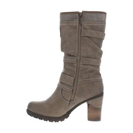 Bottes taupe à talon décroché haut avec des boucles à ardillons - Image 3