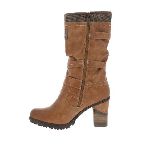 Bottes cognac à talon décroché haut avec des boucles à ardillons - Image 3