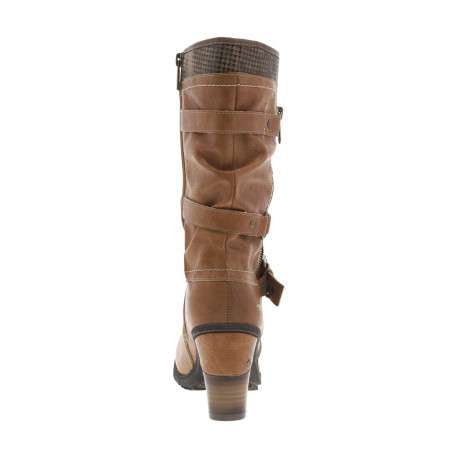Bottes cognac à talon décroché haut avec des boucles à ardillons - Image 4