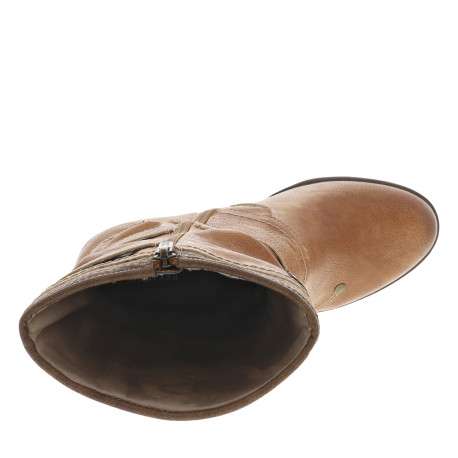 Bottes cognac à talon décroché haut avec des boucles à ardillons - Image 5