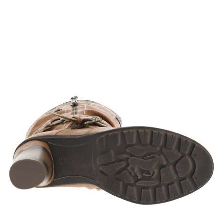 Bottes cognac à talon décroché haut avec des boucles à ardillons - Image 6