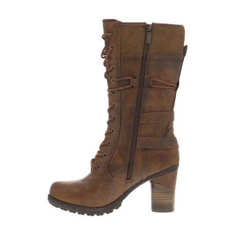 Bottes brunes à talon décroché haut avec un zip et des lacets ronds - Image 3