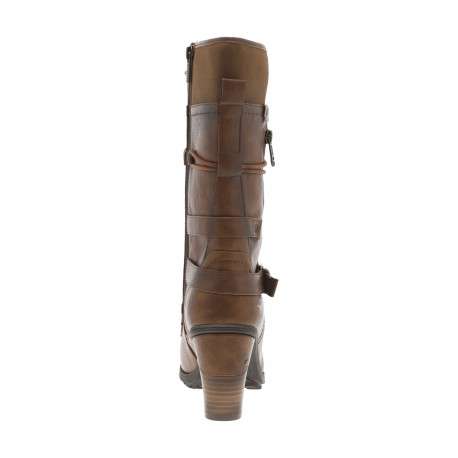 Bottes brunes à talon décroché haut avec un zip et des lacets ronds - Image 4