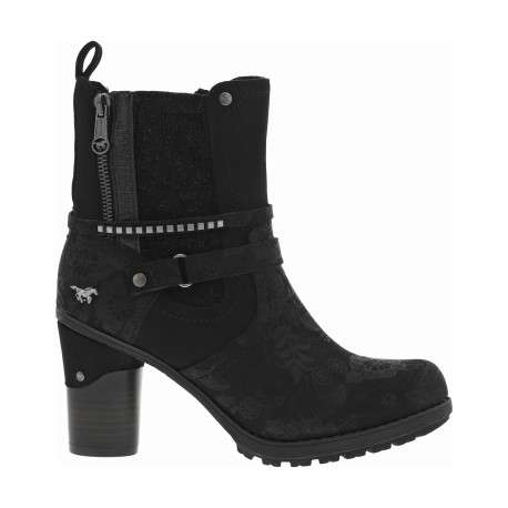 Boots noires à talon décroché haut avec des soufflets élastiqués