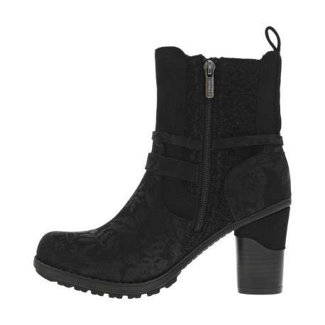 Boots noires à talon décroché haut avec des soufflets élastiqués - Image 3