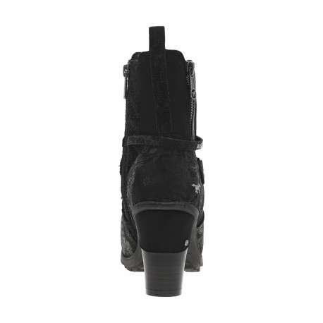 Boots noires à talon décroché haut avec des soufflets élastiqués - Image 4