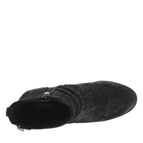 Boots noires à talon décroché haut avec des soufflets élastiqués - Image 5