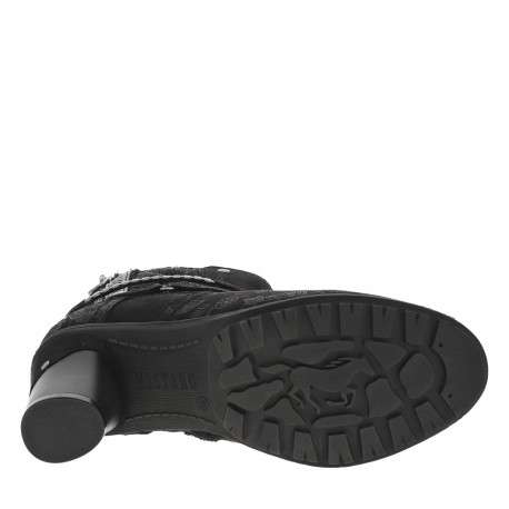 Boots noires à talon décroché haut avec des soufflets élastiqués - Image 6