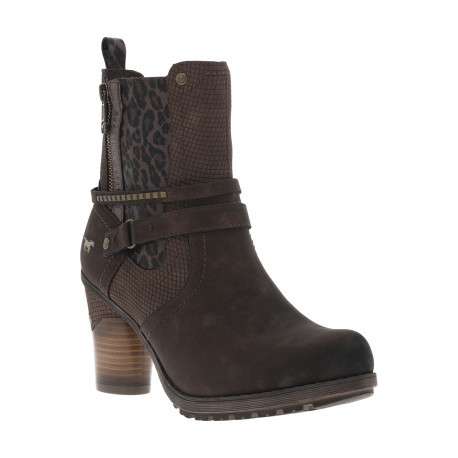 Boots café à motif léopard avec un talon décroché haut et un zip - Image 2