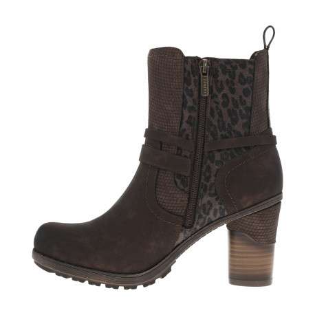 Boots café à motif léopard avec un talon décroché haut et un zip - Image 3